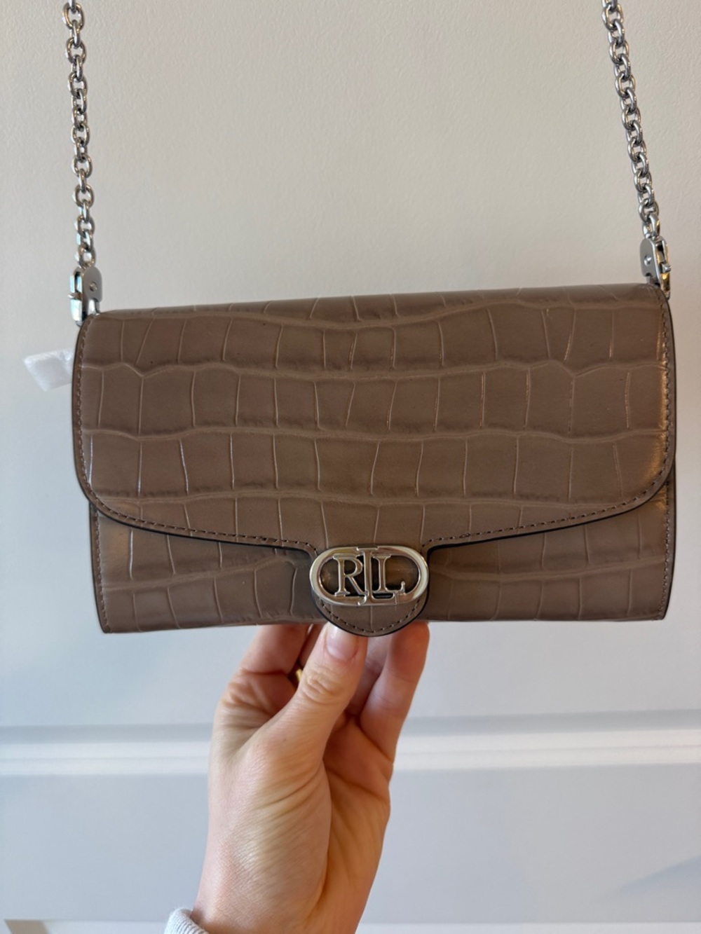 Ralph Lauren Brown Silver Chain Crossbody Bag - Picture 2 of 4